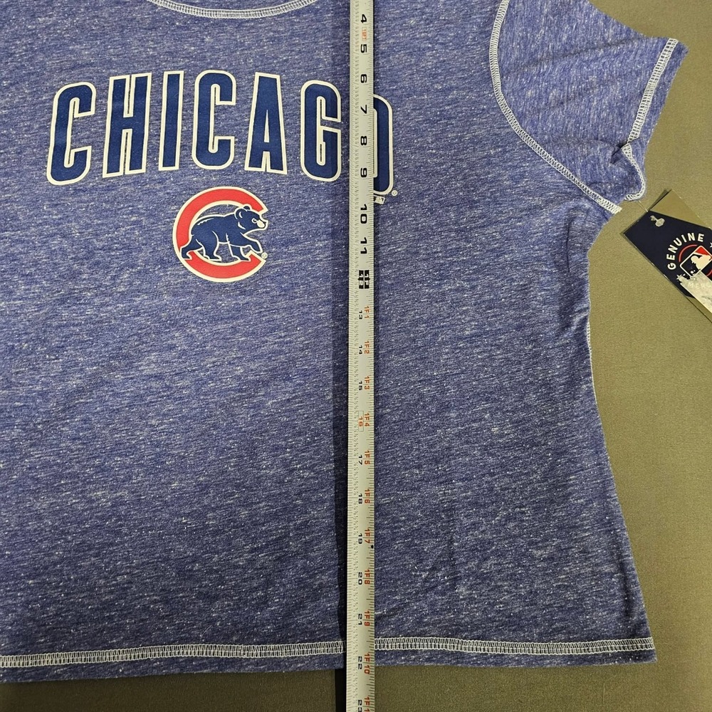 Chicago Cubs MLB‎ Baseball Womens Crop Heathered Blue T-Shirt XL New With Tags - Picture 6 of 8